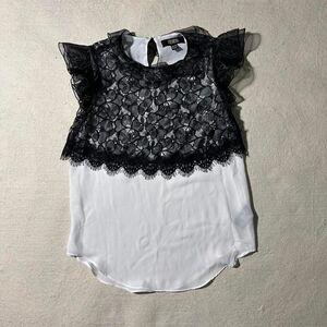 Prabal Gurung x Target Women's XS Black and White Lace Blouse with Ruffles